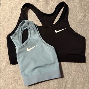 Nike Black and Light Blue Sports Bras